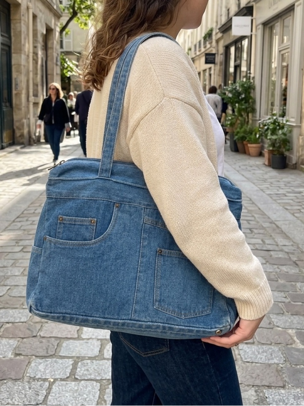 Denim Jean Tote Shoulder Bag